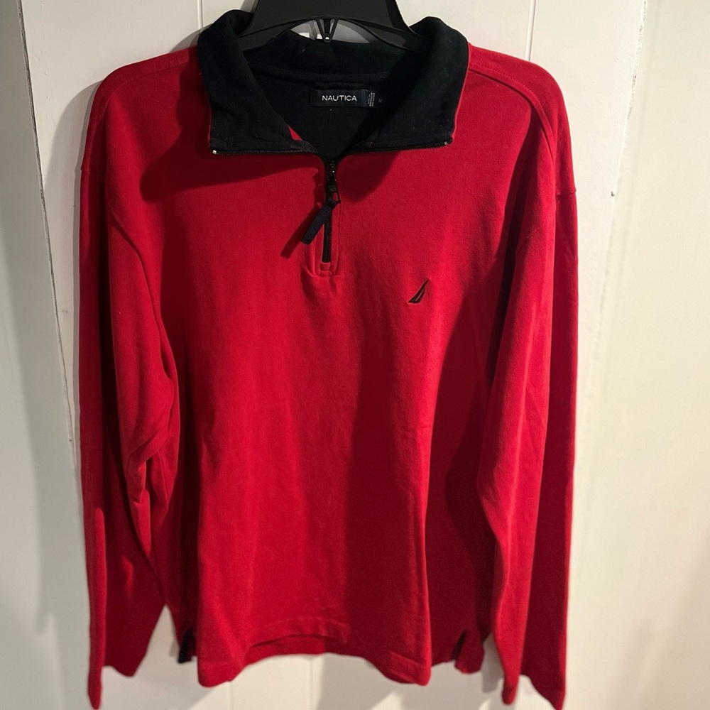Nautica Red Quarter-Zip Sweater